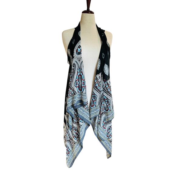Boho Drape Vest | Paisley Print | Sheer  | Kimono Style | One Size Fits Most - Picture 1 of 10